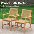 thumbnail image 3 of Summit Living 6-Piece Acacia Wood Patio Dining Chairs with Rattan Seat & Back, Natural Wood Outdoor Chairs, 3 of 10