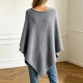 thumbnail image 4 of WULMLEO Womens Knitted Poncho Sweaters Solid Soft Asymmetrical Tops Pullover Warm Lightweight Shawl Wraps Cape Gray M, 4 of 6