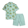 thumbnail image 6 of longantii 2 Pieces Outfit for Men Breathable Button Down Hawaiian Tops and Shorts Comfy Short Sleeve Beach Blouses and Shorts 2026 Shirt and Beach Shorts Sets Mint Green L, 6 of 6