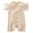 Beige-w, variant on Baby Boy Short Sleeve Bodysuit Solid Color High Stretch Button Front Breathable Summer Newborn Snap Button Daily Wear One Piece 0-3 Months