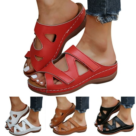 

Aayomet Walking Sandals Women Fashion Summer Women Slippers Thick Soles Open Toe Breathable And Lightweight Slip On Comfortable Brown 7.5