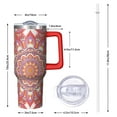 thumbnail image 3 of 40 oz Boho Mandala Travel Must Haves Tumbler EasyGrip Handle Boho Mandala Theme 40oz Tumbler SlideLock Spill Proof Lid Straw Double Insulated Office Coffee Mug Boho Mandala Gifts, 3 of 5