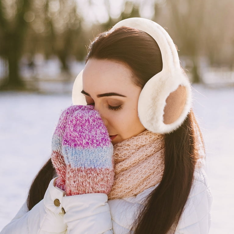 Winter Faux Fur Foldable Earmuffs - Soft Ear Warmers for Women & Girls Cute Fuzzy Ear Muffs Fauson Cute Cat Ear Muffs For Women  main image 3