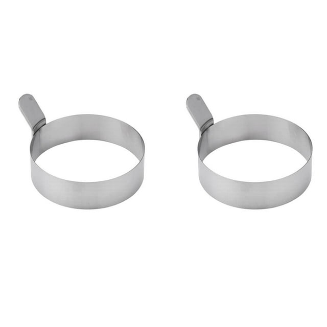 2 moldes de acero inoxidable para huevos fritos, antiadherentes y resistentes al calor (tamaño pequeño).