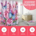 thumbnail image 3 of Dznils Pink Floral Shower Curtain Sets with Rugs, 16Pcs Butterfly Bathroom Curtain Set, 72" x 72", 3 of 12