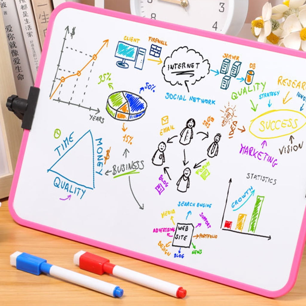 ROZYARD A3 Whiteboard with Stand Marker Magnets Eraser, Double-Sided White Board Easel