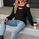 thumbnail image 1 of MHFRRA Camiseta Básica con Cuello En U para Mujer, Suave, Cómoda e Informal, para Uso Diario, Ideal para Vacaciones, Top Básico Versátil con Jeans, para Toda La Temporada, Color Puro. Negro, 1 of 8