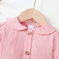 thumbnail image 5 of Kucnuzki Newborn Baby Girl Clothes 9 Months Fall Winter Dress 12 Months Long Sleeve Plain Stylish Solid Color Lapel Button-Up Dress Pink 9-12 Months, 5 of 8