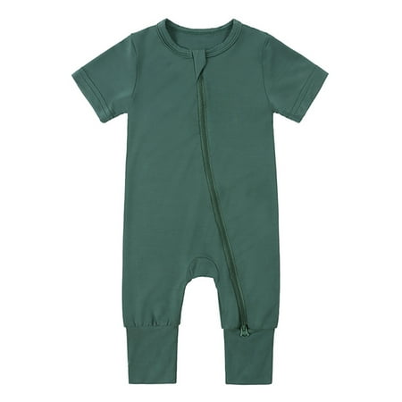 

SXIMEE Rayon Made from Bamboo Unisex Baby Pajamas Summer Short Sleeve Footless Rompers 2 Way Zipper Sleeper