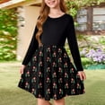 thumbnail image 2 of Abcomgle Girls Fall Dress Size Size 14-16 Casual A-Line Long Sleeve Girls T-Shirt Dresses Polka Dot Crew Neck Girls Skater Dress Flare Swing Dresses for 4-14t Kids 7-8 Years,Black, 2 of 5