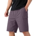 thumbnail image 3 of VV AVEORS Mens Stretch Golf Shorts With Zipper Pockets Lightweight Dress Casual Outdoor Hiking Long Bermuda Work Shorts Purple S, 3 of 5