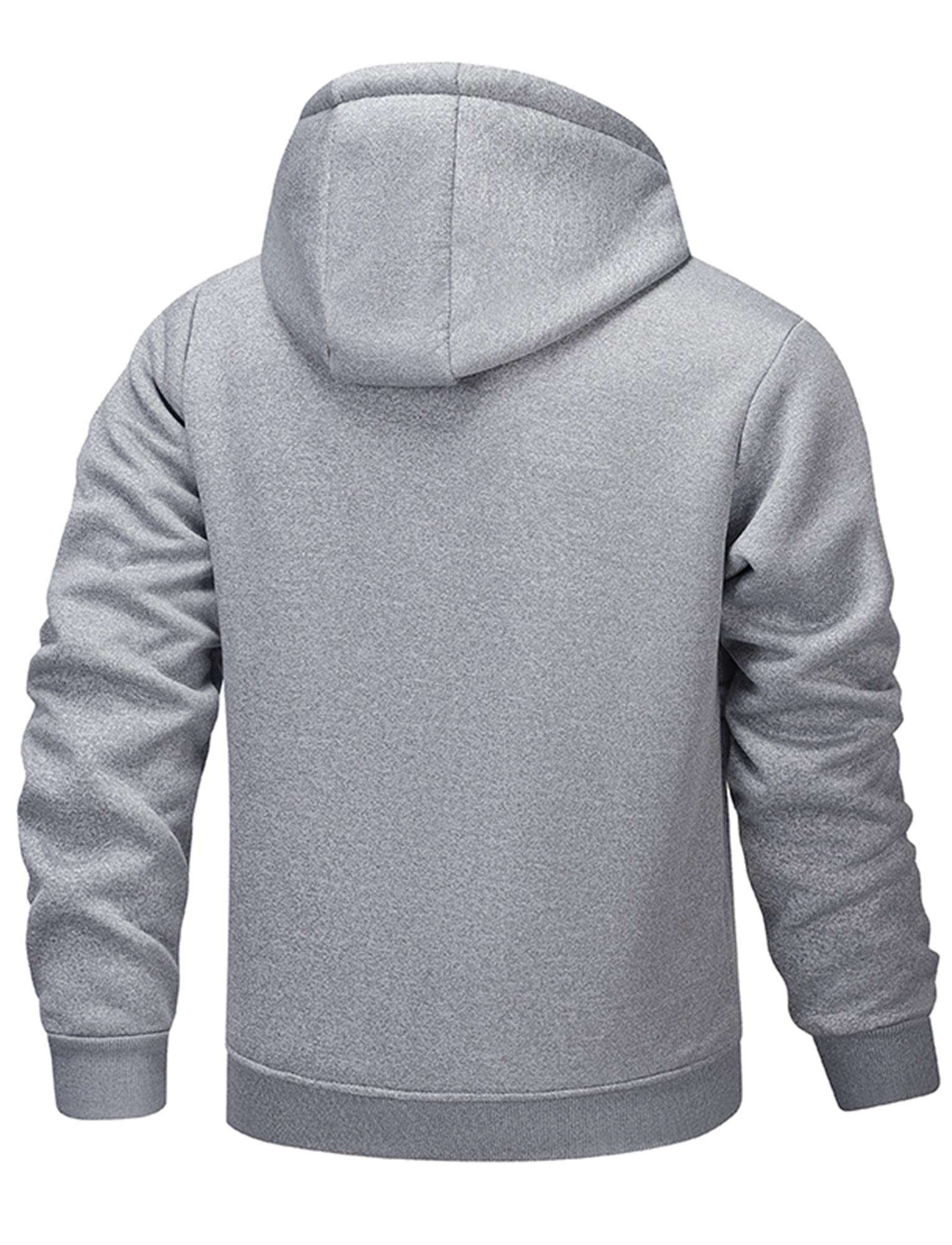 FEOYA Sherpa Lined Hoodies for Men Heavyweight Fleece Jackets Thermal Thick Coat Softshell Outwear Warm winter Sweatshirt with Pockets 2XL Gray