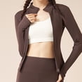 thumbnail image 5 of TMOYZQ Women's Workout Jacket Full Zip Thickened Warm Athletic Jackets Long Sleeve Slim Fit Tops Casual Lightweight Velvet Lined Cropped Active Yoga Tops, 5 of 7