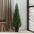 thumbnail image 5 of DR.Planzen Artificial Cedar Tree 4 ft Outdoor Artificial Topiary Cedar Plants Fake Tree UV Rated Potted Tree for Porch Decor Faux Pine Tree for Perfect Housewarming Gift 1 Pack, 5 of 7