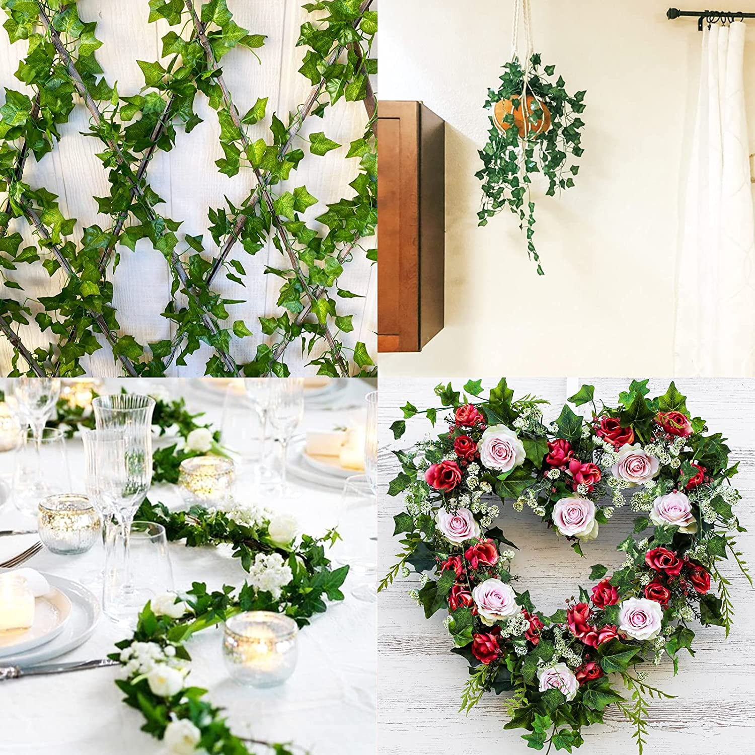 Artificial Ivy Vines Leaves, Garland Fake Greenery Hanging Leaf Plants for Wedding, Wall Decor, Party, Room, Garden, Home Decor