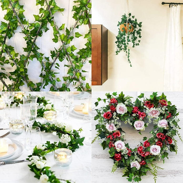 12 Pcs Fake Ivy Fake Vines, Silk Ivy Wreath Green Faux Green Hanging Plant  Vines For Wedding Wall, Party Room, Home Kitchen