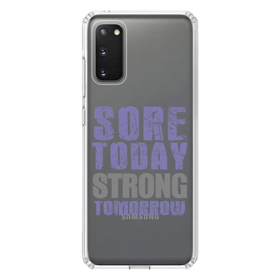 DistinctInk Clear Shockproof Hybrid Case for Galaxy S20 ULTRA / 5G (6.9" Screen) - TPU Bumper Acrylic Back Tempered Glass Screen Protector - Sore Today Strong Tomorrow
