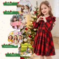 thumbnail image 5 of AmzBarley Girls Fall Winter Long Sleeve Ruffle Dress, Red Buffalo Plaid Swing Casual Dress for Toddler & Little Girls 3-4T, 5 of 7