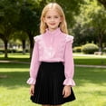 thumbnail image 3 of Mnyotv School Outfits for Girls Classic Uniform Shirts Ruffle Long Sleeve Button Down Shirt Kids Fall Clothes Tops Size 4-5Y, 3 of 8