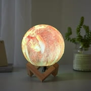 Urban Shop 3D Print Color Changing Moon Lamp with Wood Stand, remote control and USB Adaptor, 7.5 x 5.5, Sun