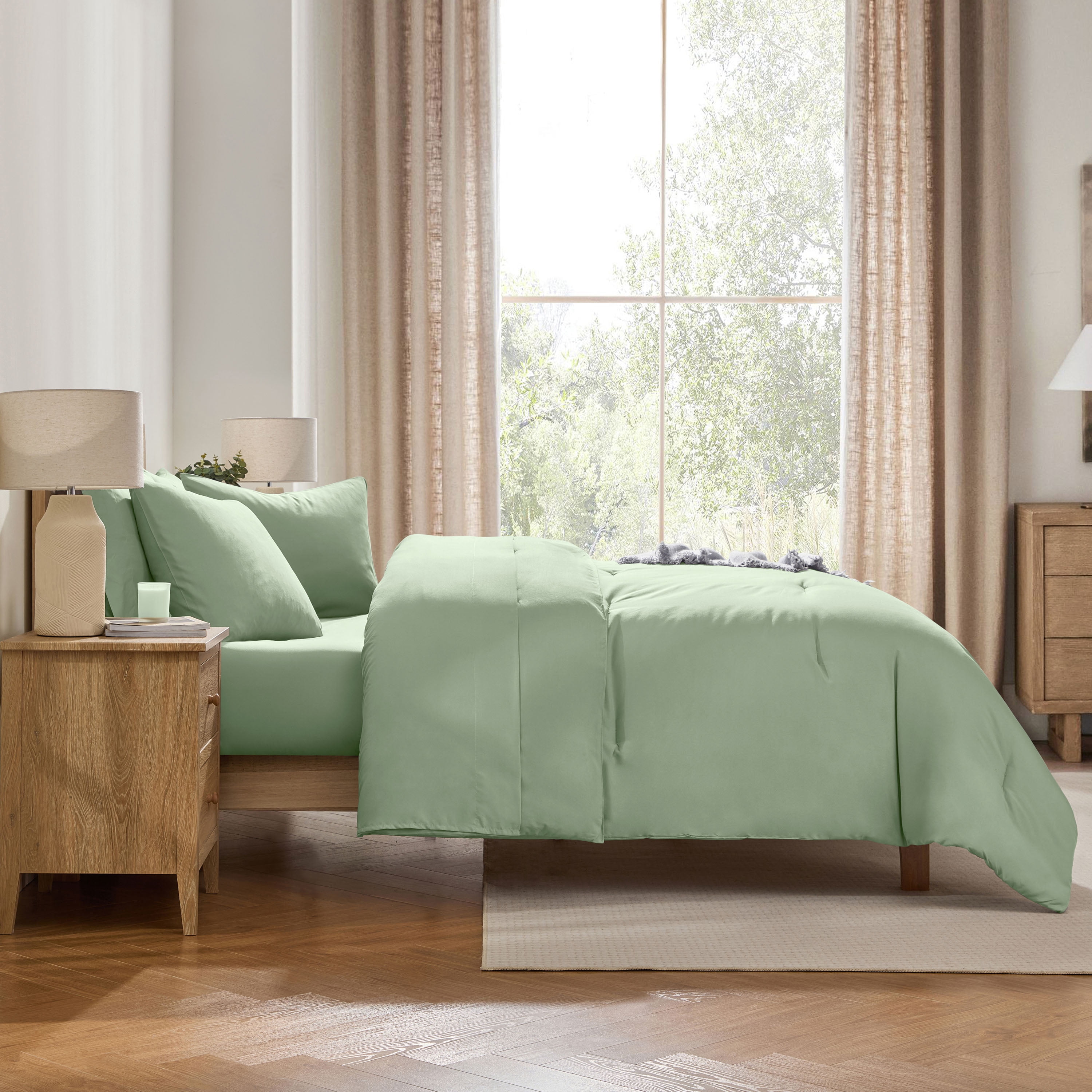 LammaLoe Full Comforter Set, 7 Piece Bed in a Bag, Ultra Soft Bedding Comforter Set with Sheets, All Season Bed Set, Sage Green