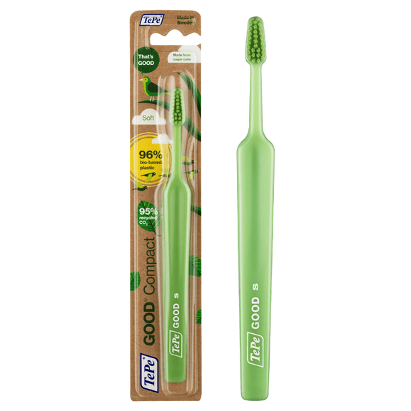 TEPE Good Compact Soft Bristle Toothbrush Bioplastic Adult Toothbrushes, 1 Brush