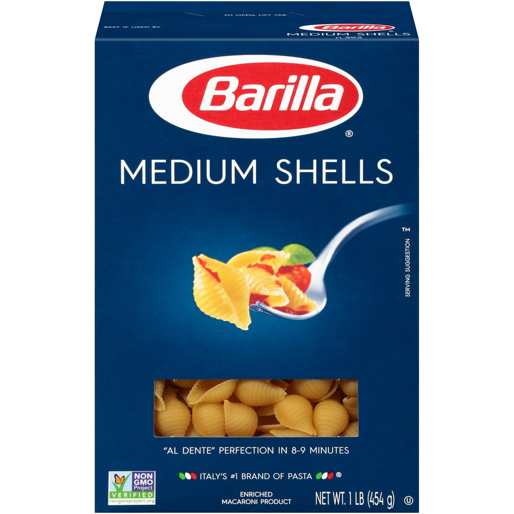 (4 pack) Barilla Pasta Medium Shells, 16.0 OZ