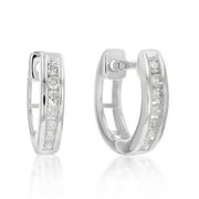 Vir Jewels 1/4 CTTW Diamond Hoop Earrings .925 Sterling Silver Channel Set Round 1/2 Inch