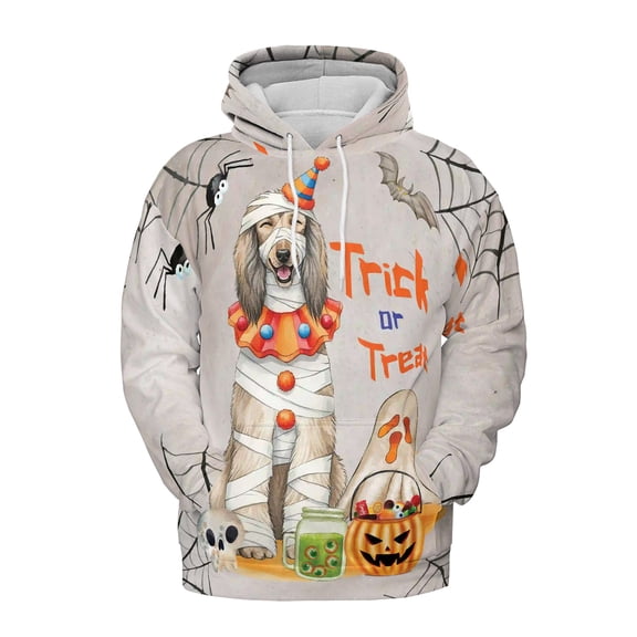 Trick or Treat Afghan Hound Funny Mummy Cosplay Pumpkin Candy Basket All Over Print 3D Hoodie Unisex Merch Hoodies Dog Lover - 12016