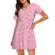 thumbnail image 1 of Fotbe Breast Cancer Awareness Bata de Dormir para Mujer con Estampado, Camisón de Algodón de Manga Corta, Ropa de Dormir Casual, 1 of 6
