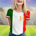 thumbnail image 2 of WEIYLL T-Shirts pour Femmes Coupe d'Europe Italie Imprimé Patchwork Tee Blanc Tailles TG, 2 of 4