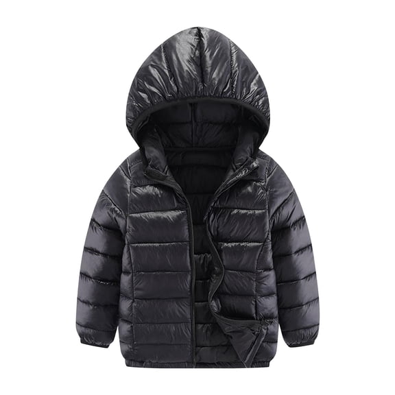 vdgthytj Kids Winter down Coat with Hood Lightweight Zip up Warm Solid Color Puffer Jacket for Boy Girl 3-16 Years