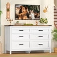thumbnail image 6 of TEENFON Farmhouse 6 Drawer Dresser for Bedroom, 47.2'' Wide Wood Chest of Drawers with Large Metal Handles, Dresser for Closet, Bedroom Dresser for Living Room, Entryway, White, 6 of 9