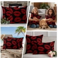 thumbnail image 5 of Red Lips Outdoor Waterproof Pillow Covers, Modern Abstract Romantic Texture Aesthetic Decorative Square Throw Pillowcase Sofa Cushion Sham for Patio/Couch/Chair, 24"x24" 2 Pack, 5 of 8