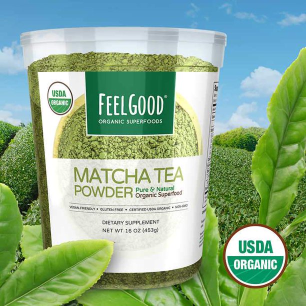 Feel Good USDA Organic Matcha Tea Powder, 16 Ounces