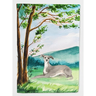 Carolines Treasures CK2009CHF Under the Tree Italian Greyhound Flag Canvas House Size  Large multicolor