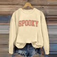 thumbnail image 4 of Halloween Sweatshirt for Women Casual Long Sleeve Pullover Sweatshirt for Daily Comfort and Style Beige XL, 4 of 5