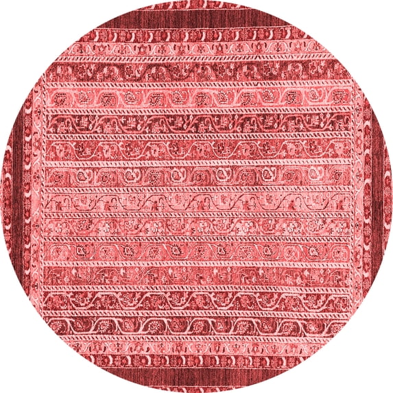 Ahgly Company Machine Washable Indoor Round Oriental Red Modern Area Rugs, 3' Round