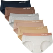 INNERSY Hipster Panties for Women Soft Cotton Sport Underwear Wide Waistband 6-Pack (Large, Basics)