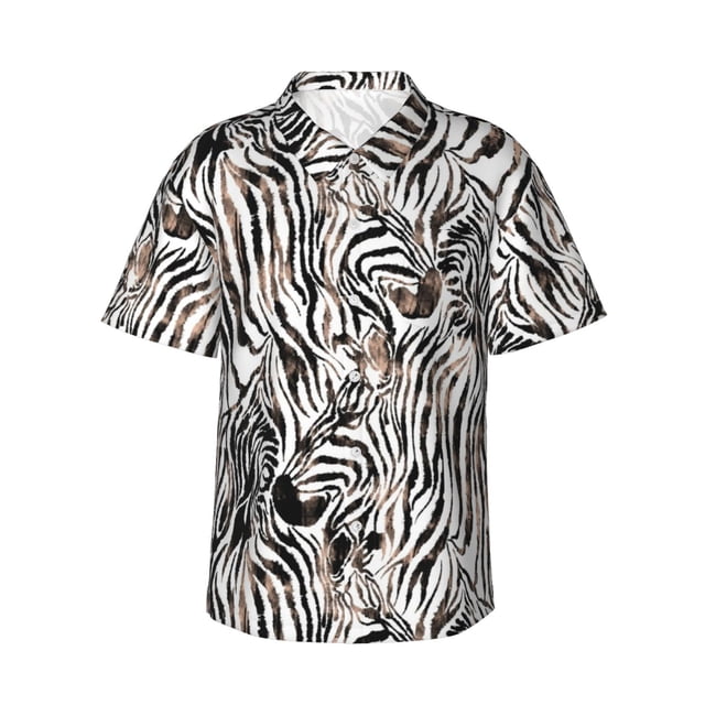 Balery Leopard And Zebra Camisas hawaianas de manga corta para hombre, camisas playeras de corte holgado, camisas de vacaciones con botones,XX-Large
