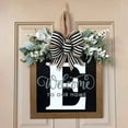 thumbnail image 2 of Taicans Last Name Year Round Front Door Wreath,Last Name Welcome Sign for Front Door,26 Letter Farmhouse Wreath Wooden Hanging Sign Door Decoration Wreath,All Seasons Wreath for Home Decoration-E, 2 of 6