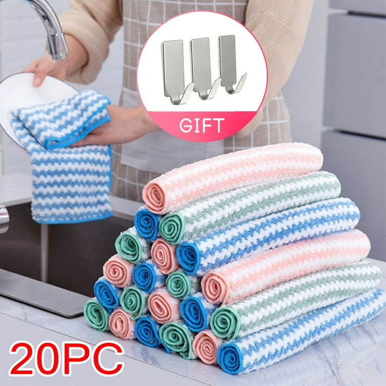 20Pack Kitchen Cloth Dish Towels, Premium Dishcloths, Super Absorbent Coral  Velvet Dishtowels, Nonstick Oil Washable Fast Drying (random color) 
