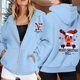 thumbnail image 2 of WILLBEST Sudadera con Capucha para Mujer, Estilo Casual, con Estampado Navideño, Cremallera, Manga Larga, Bolsillo y Cordón Ajustable Chica​​, 2 of 8