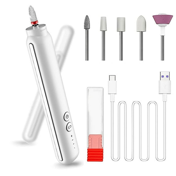 Fofosbeauty White Electric Cordless Nail Drill Machine for Acrylic Nails, Rechargeable Toenail Sander for all Nails, Professional Manicure Set with Bits for Women