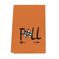 JeashCHAT Fall Kitchen Towels Dish Towels, Plaid Leaves Pumpkin Thanksgiving Kitchen Hand Towels 23.5x17.7 Inches Farmhouse Decoration Holiday Gifts