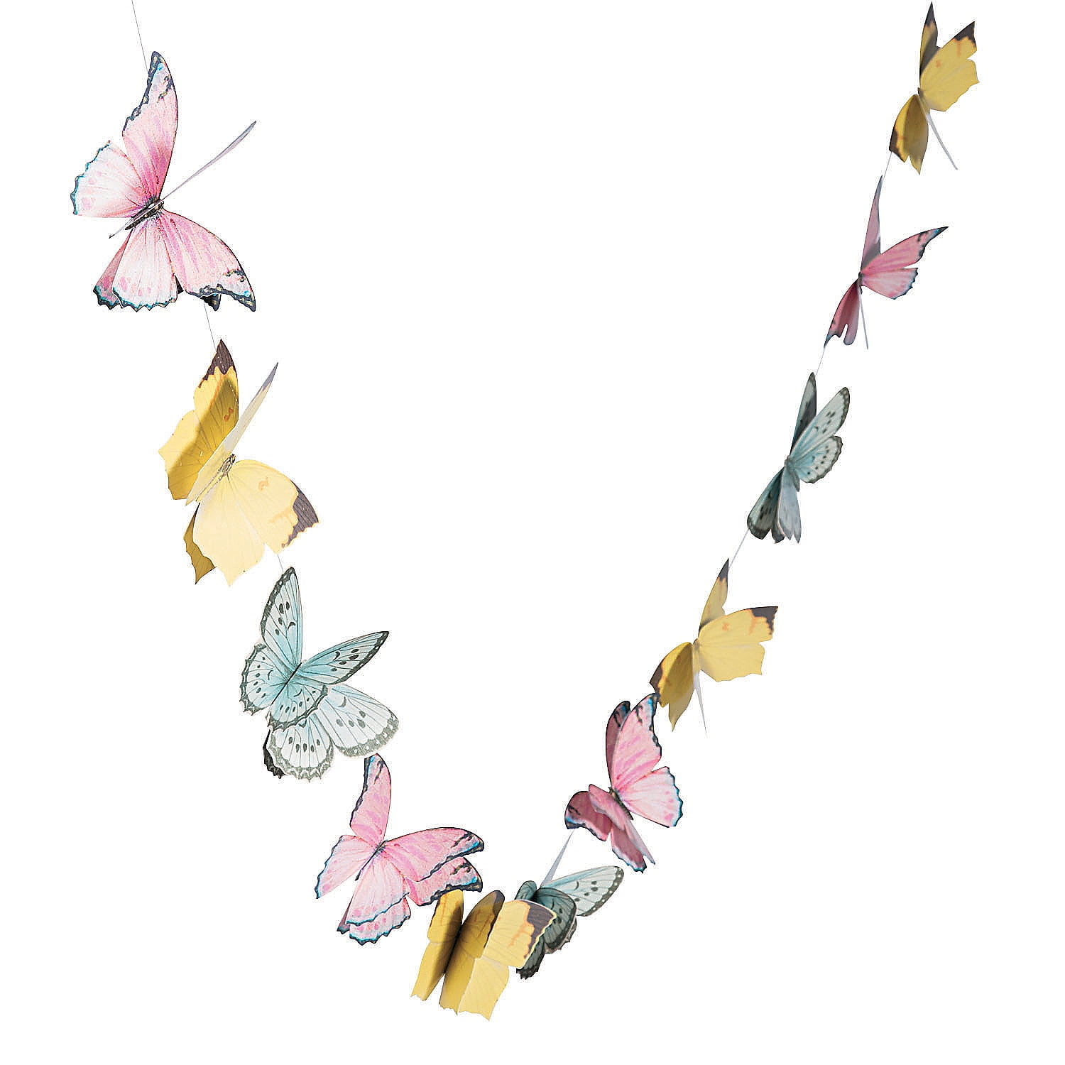 LED Light Up 6 Butterflies Hanging Glitter Butterfly Garland In Choice Of Colour 