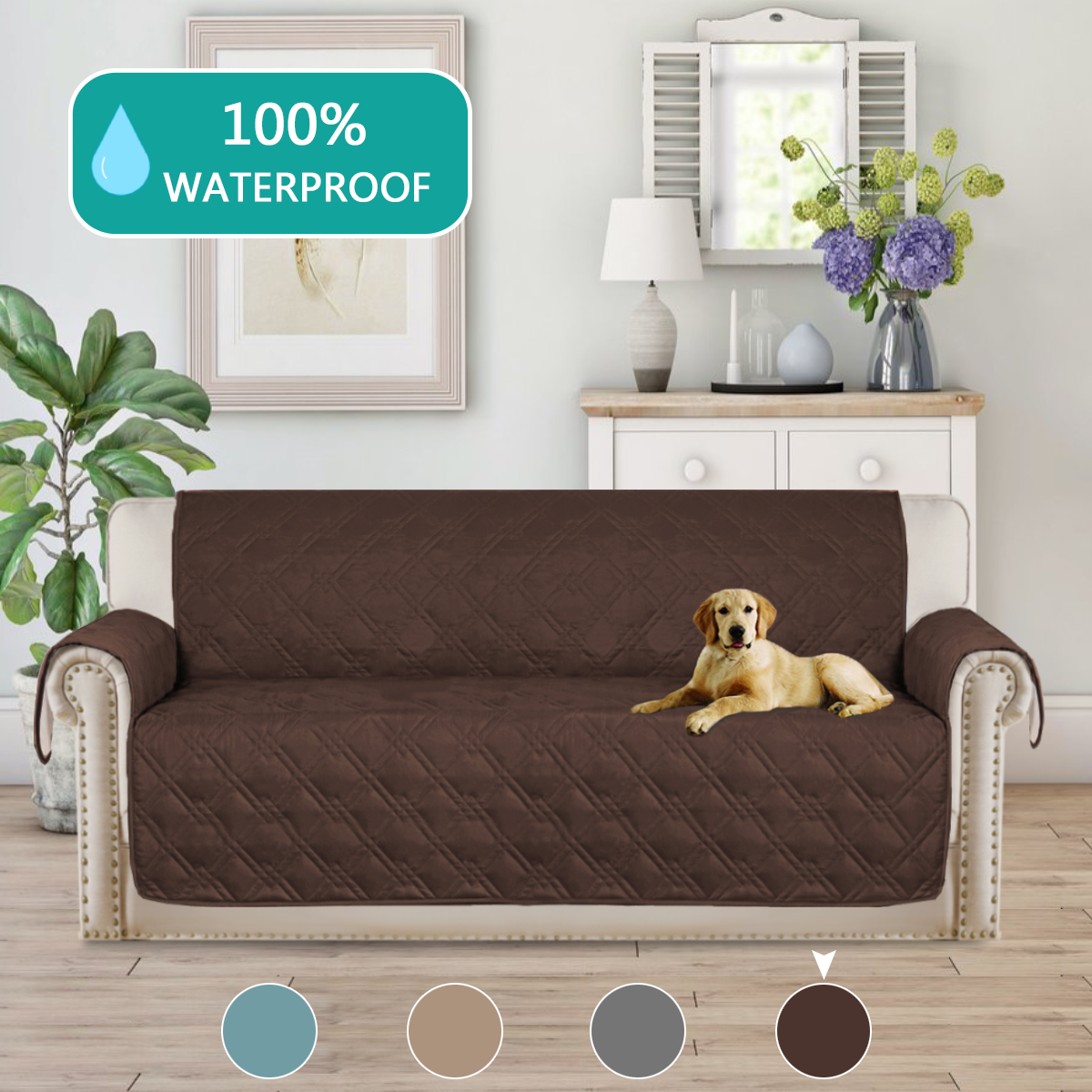 Sofa Cover Waterproof With Anti Skip Dog Paw Print 100 Quilted