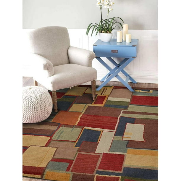 Rugsotic Carpets Hand Tufted Wool 8'x10' Area Rug Geometric Multicolor