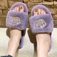 thumbnail image 5 of Viluyesy Womens Slide Slippers Fuzzy Plush Open Toe Slip On Cushioned Non Slip Warm Indoor House Shoes Soft Flat Cozy Slides Purple Size 7.5-8.5, 5 of 6