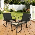 thumbnail image 2 of Casabay 3-Piece Outdoor Courtyard Furniture Set with Patio Chairs & Coffee Table, All Weather Outdoor Seating Breathable Fabric for Yard, Pool, Lawn, Black, 2 of 7